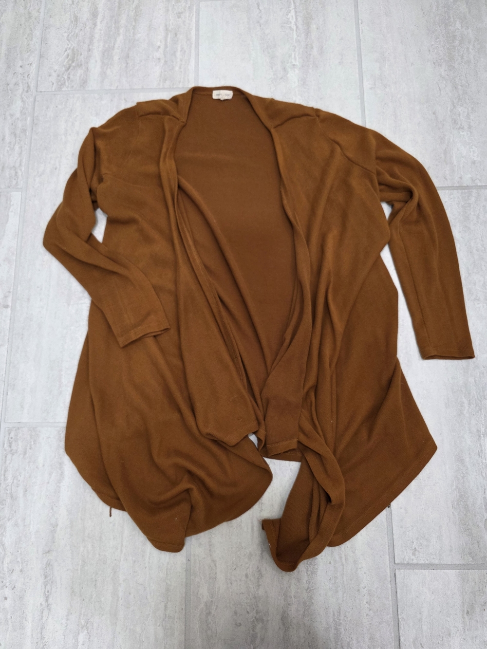 Heart Hips Open-Front Draped Cardigan - Brown